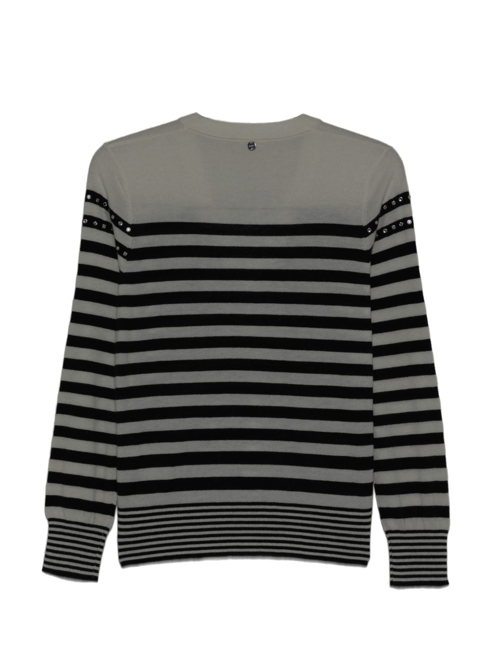 LIUJO Maglia bianca a righe nere con scollo a V 