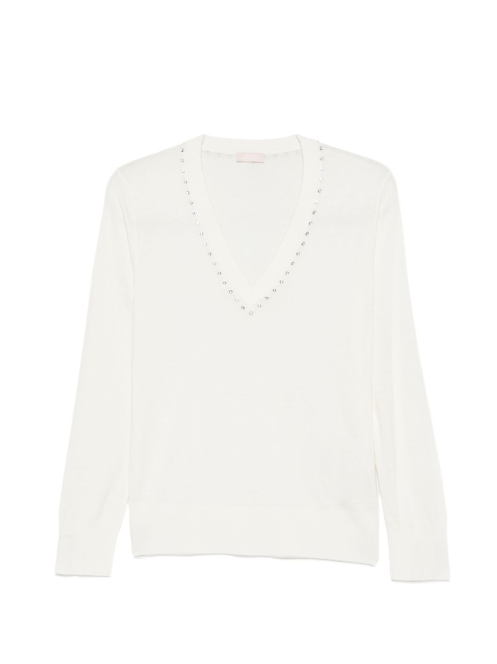 LIUJO Maglia bianca con scollo e borchiette 