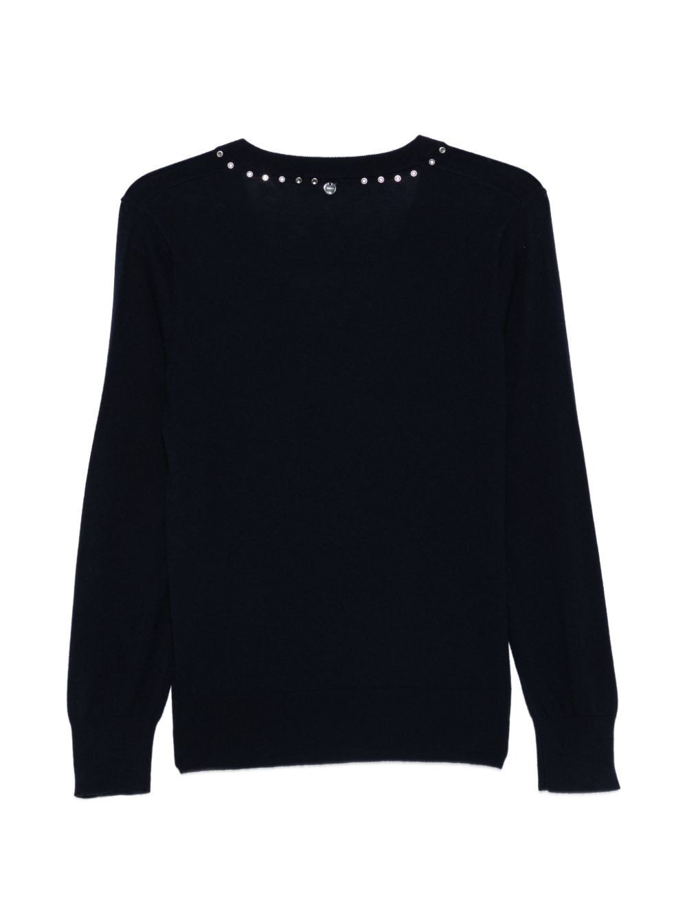 LIUJO Maglia blu con scolloa V e borchiette 