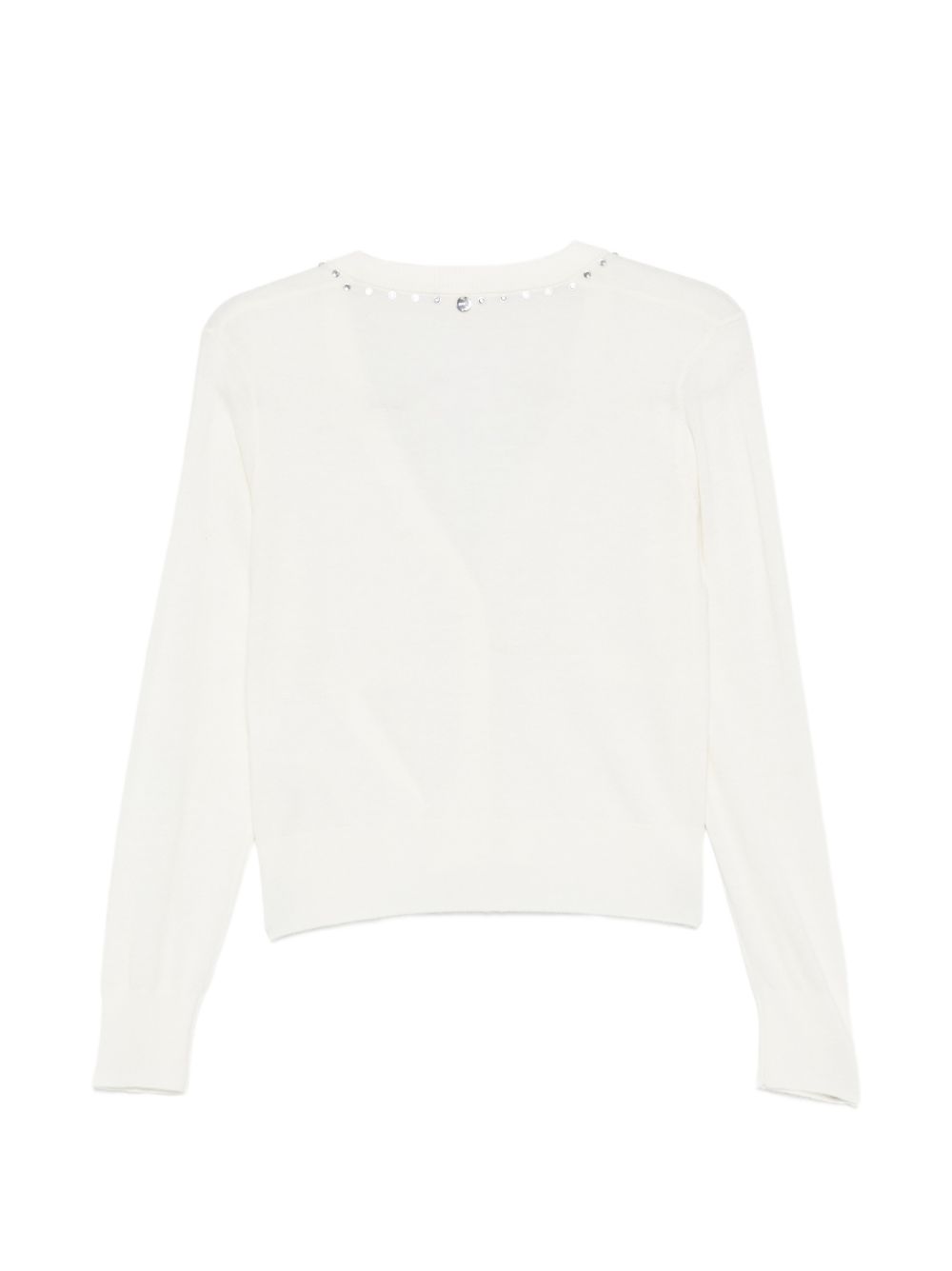 LIUJO Cardigan bianco con scollo a V rifinito con borchie 