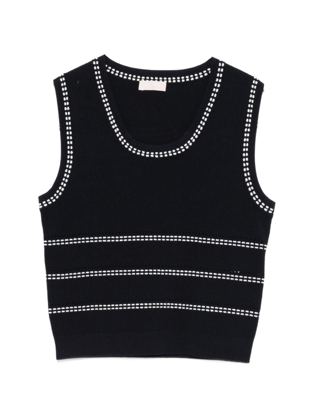 LIUJO Gilet blu con dettagli cuciture bianche 
