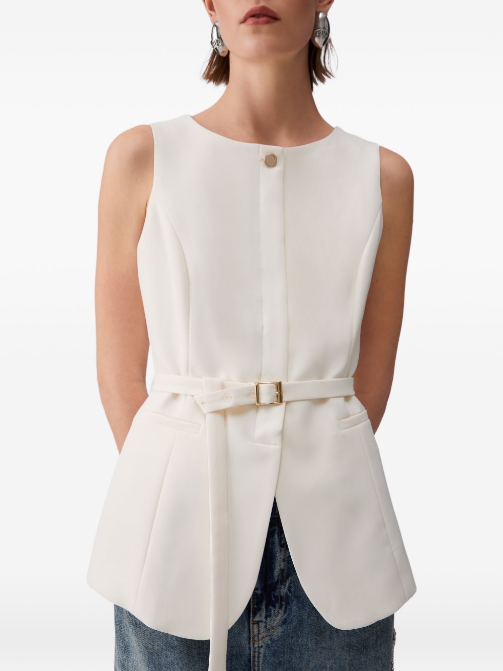 LIUJO Gilet panna con cintura in vita 