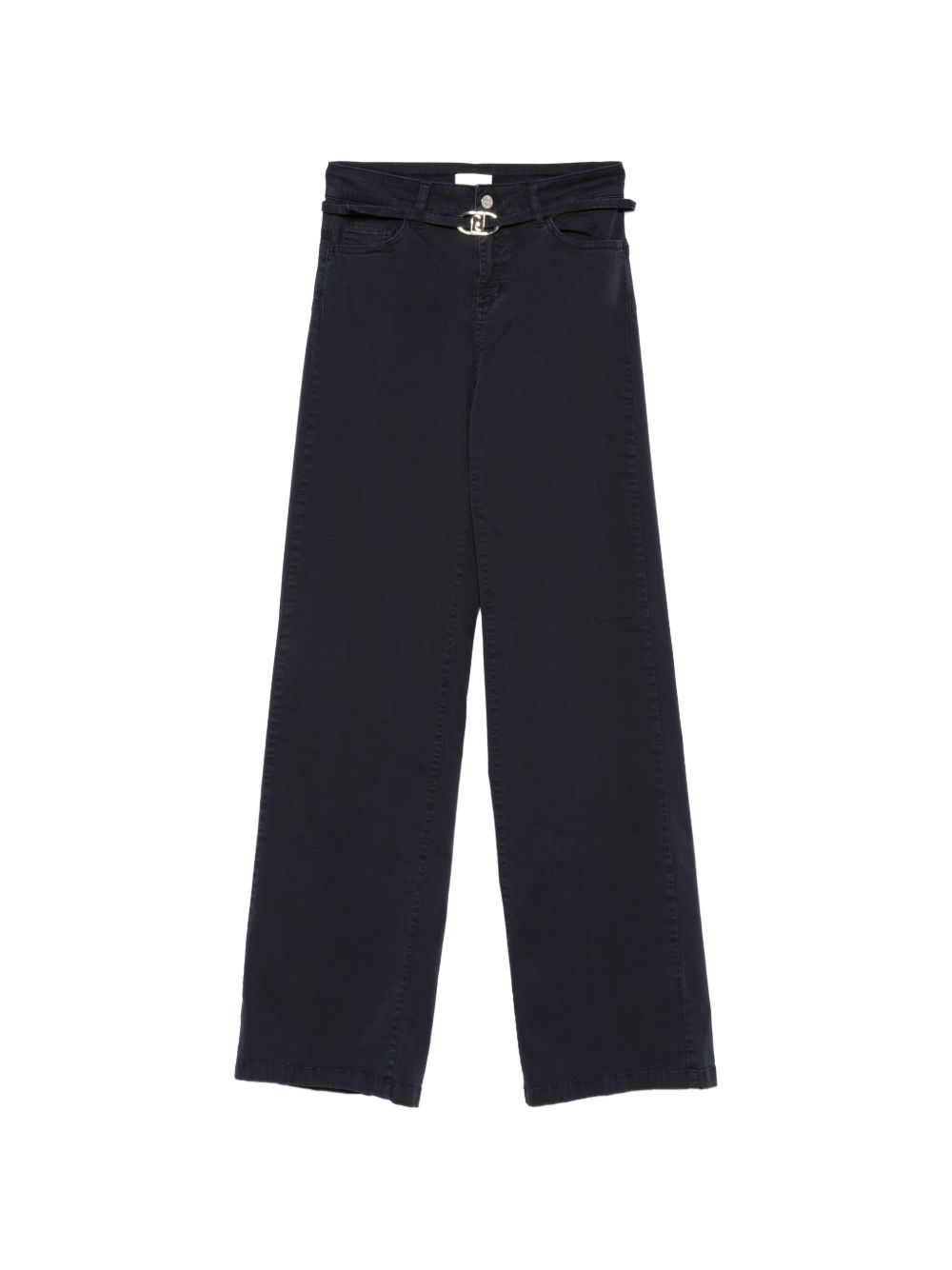 LIUJO Jeans neri con cintura in vita e fibbia 