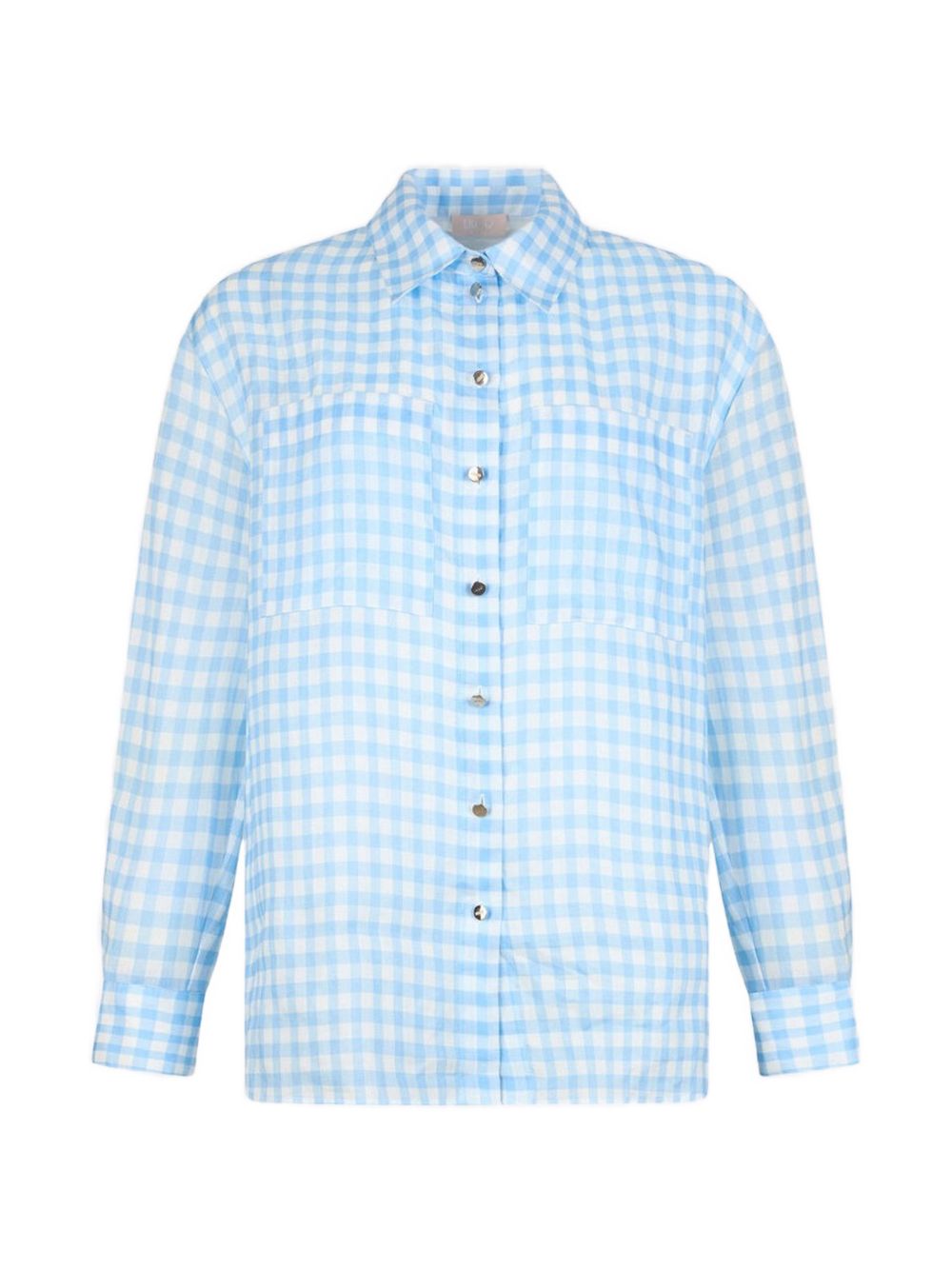 LIUJO Camicia a quadretti celeste con tasche 