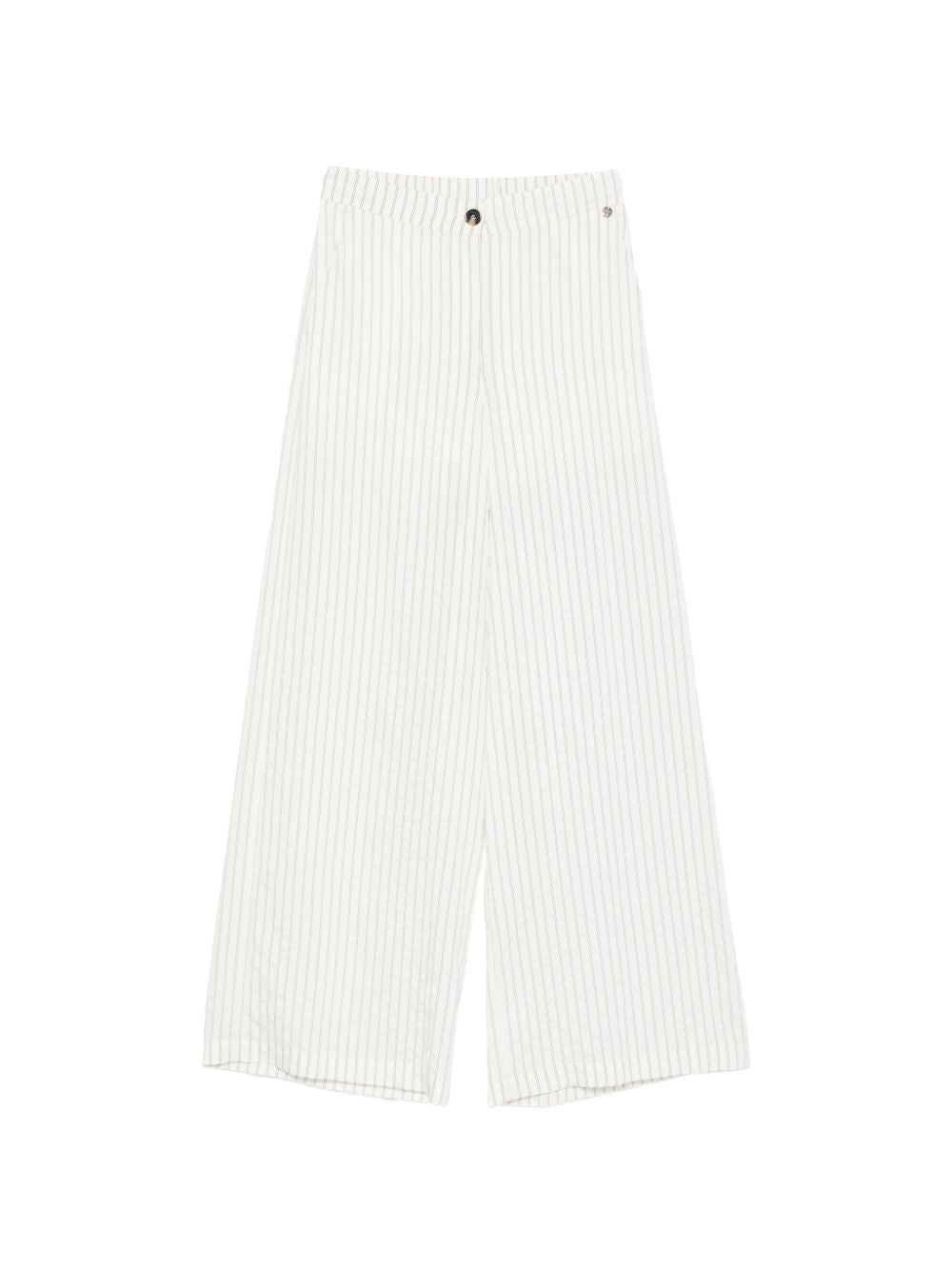 LIUJO Pantalone bianco a righe a vita alta 