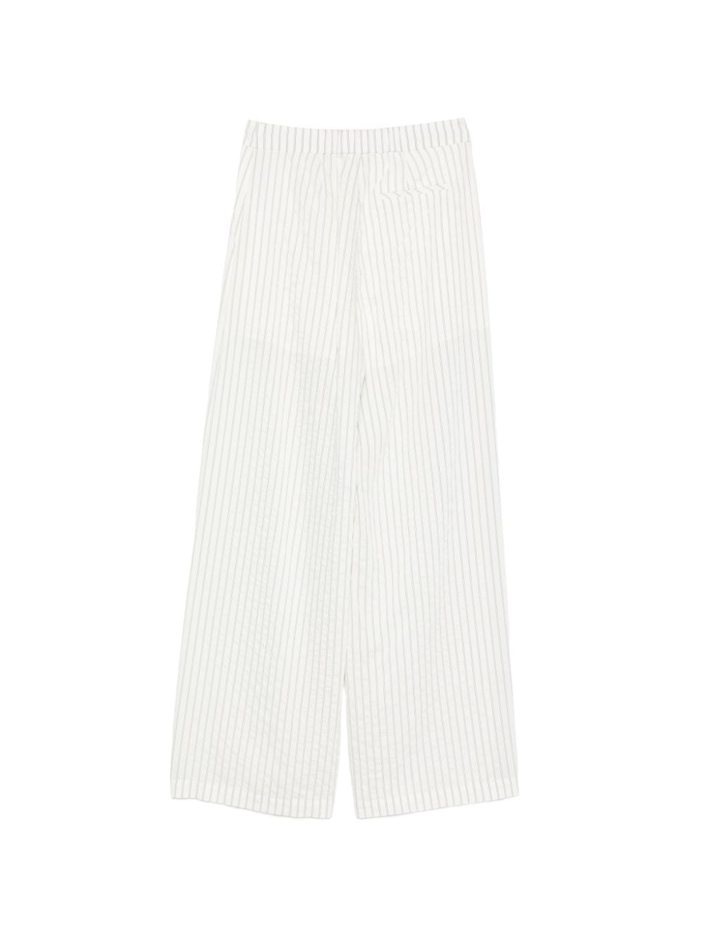 LIUJO Pantalone bianco a righe a vita alta 