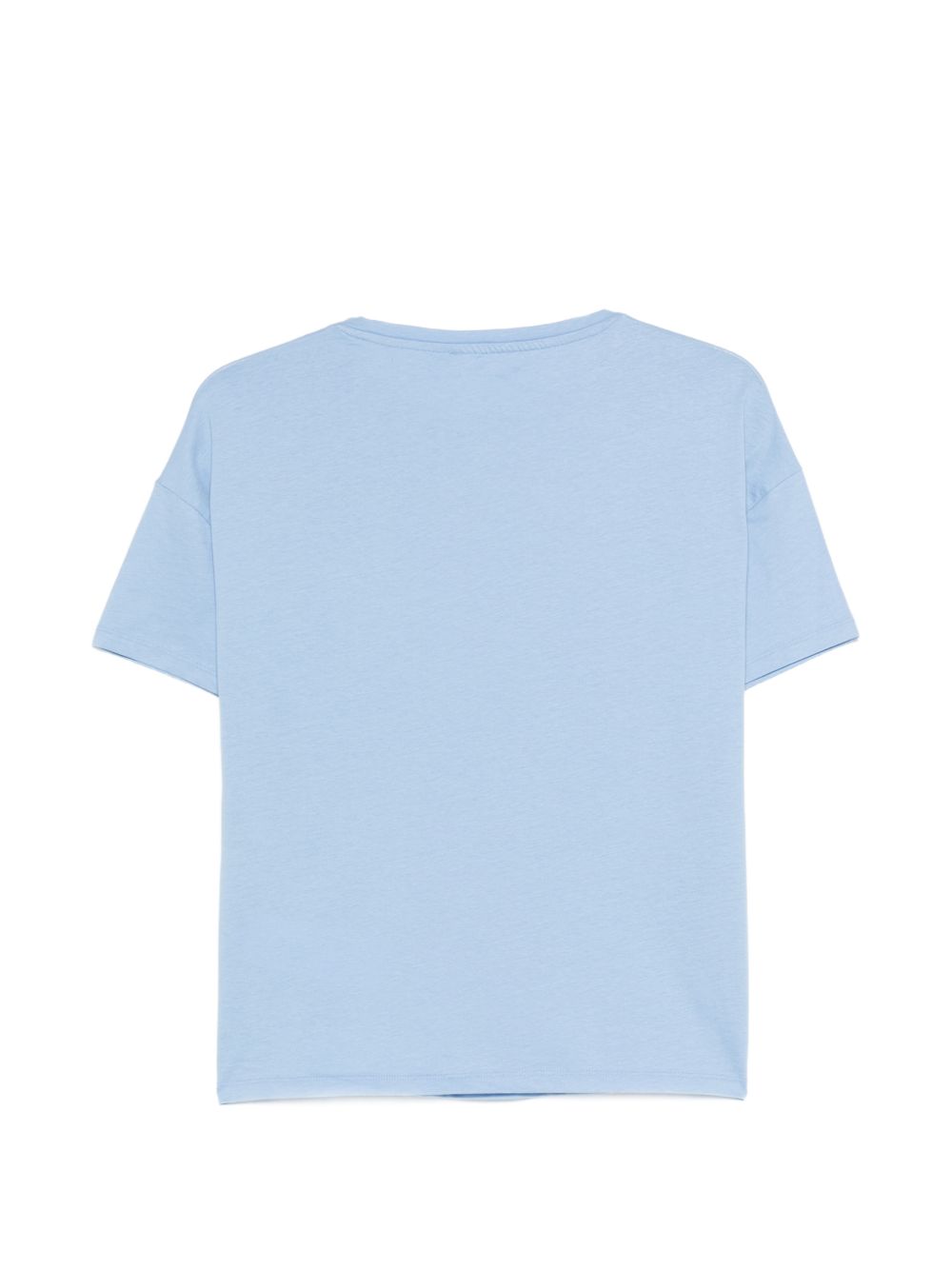 LIUJO T-shirt con granchietto ricamato sul petto celeste 