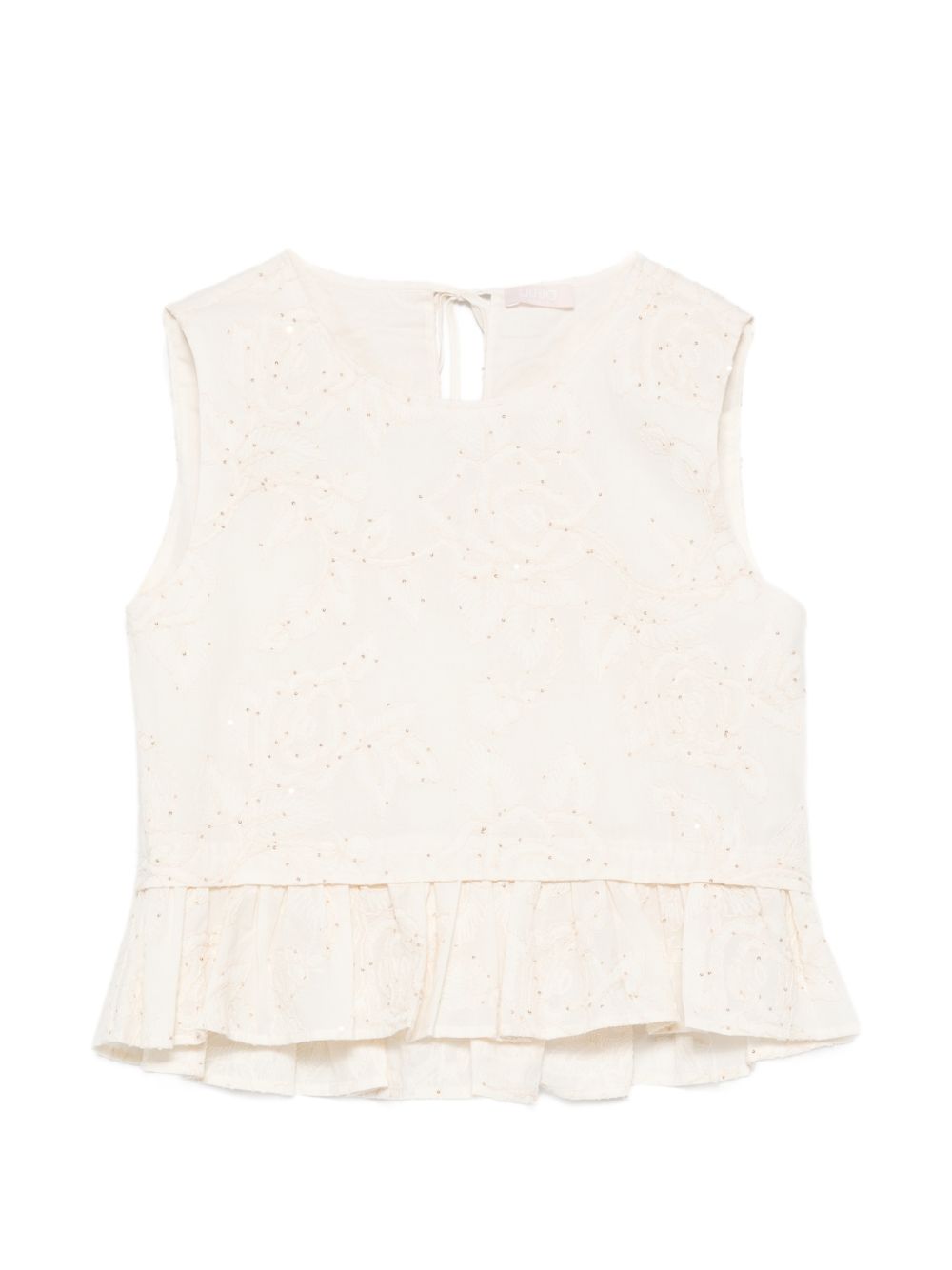 LIUJO Top in san gallo con rouches in vita 