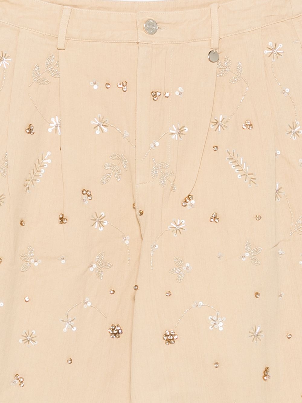 LIUJO Jeans barrel beige con ricami 