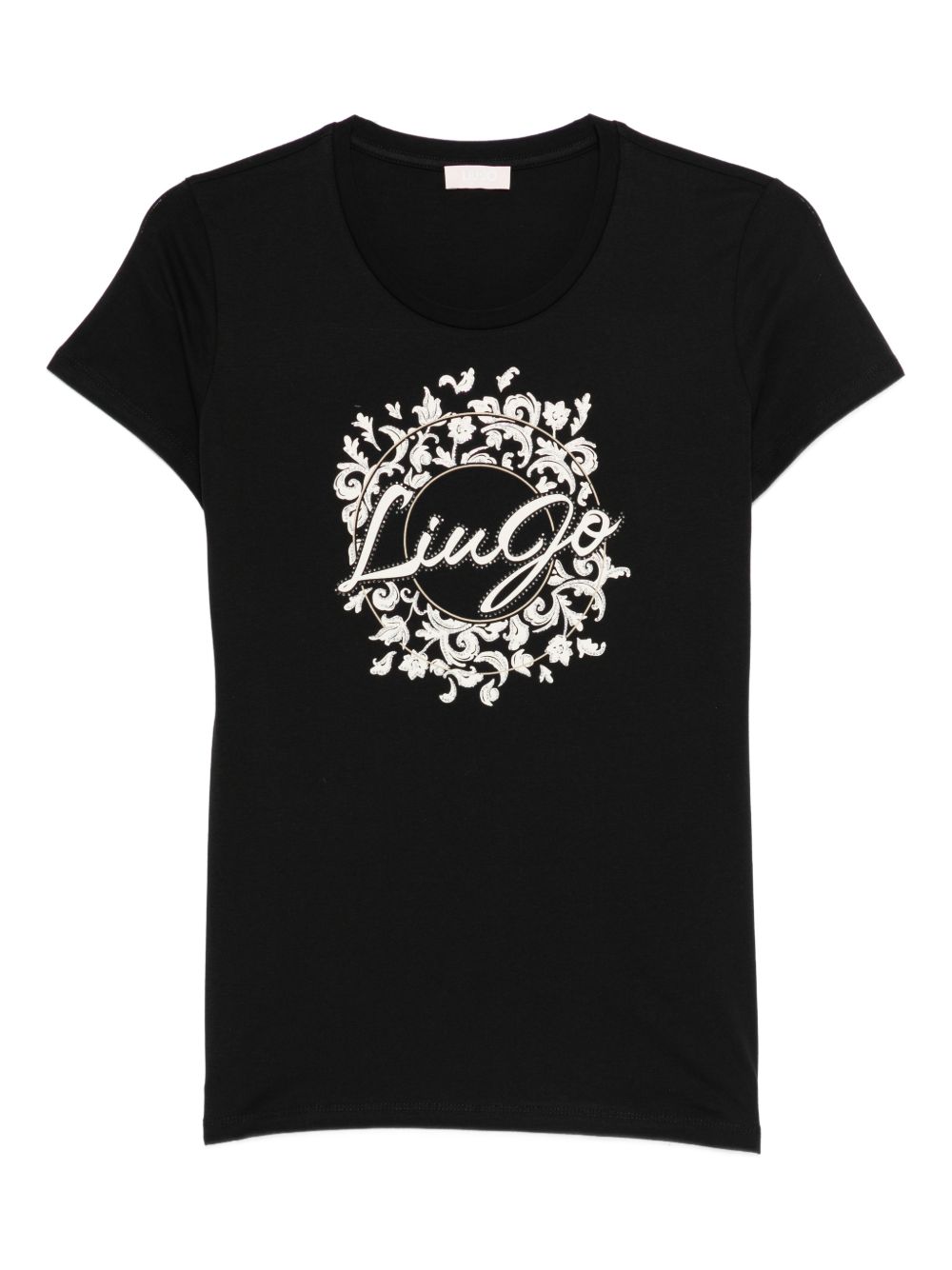 LIUJO T-shirt in cotone nero con stampa 
