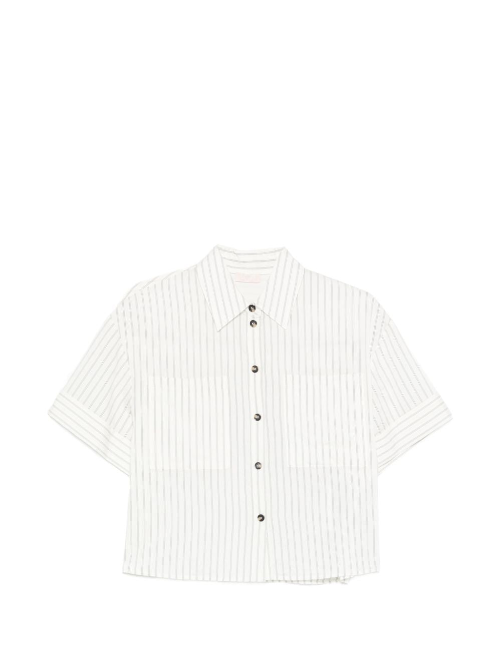 LIUJO Camicia bianca a righe a mezze maniche 