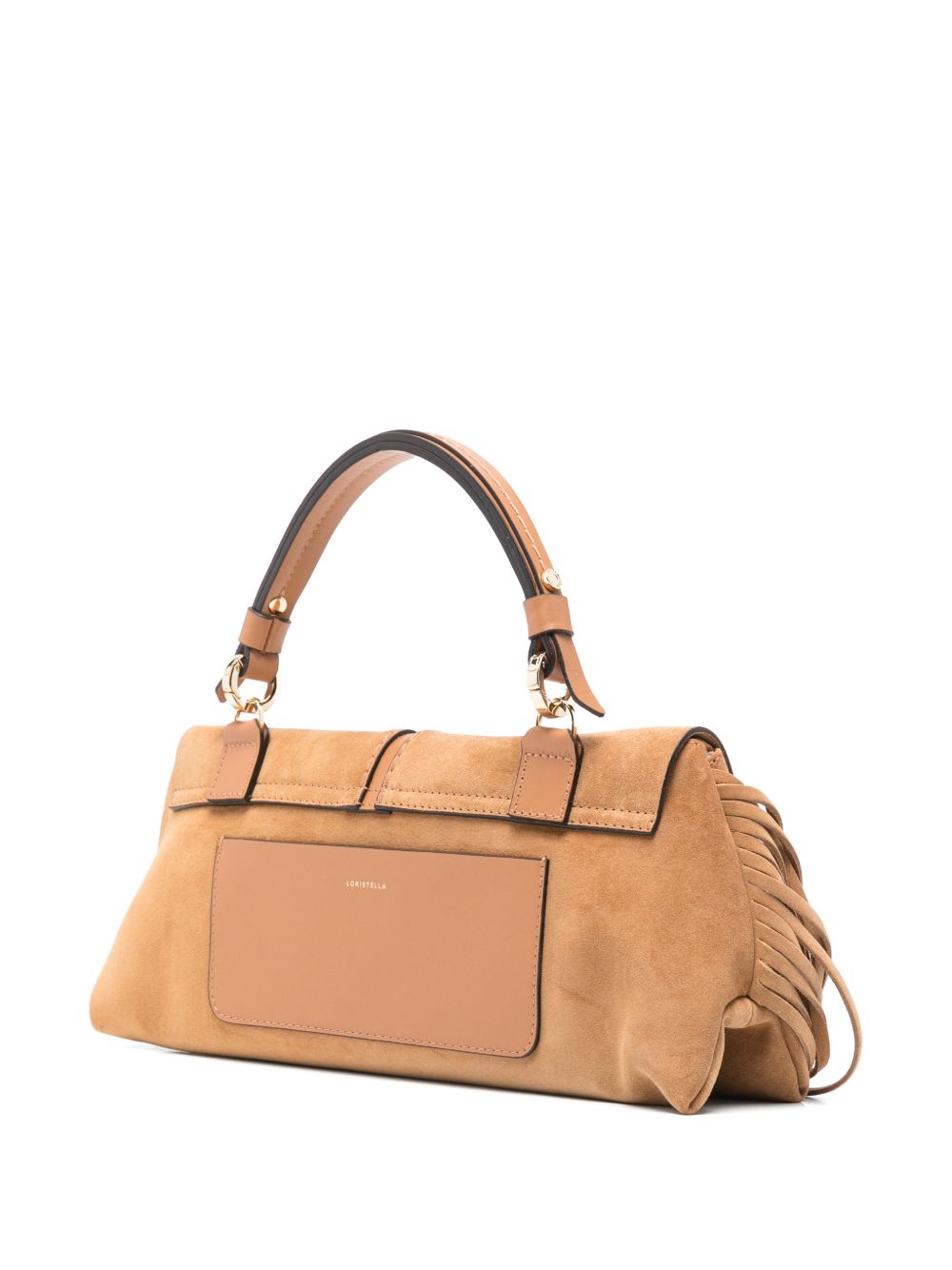 LORISTELLA Borsa Kendal color cammello in suede con frange 