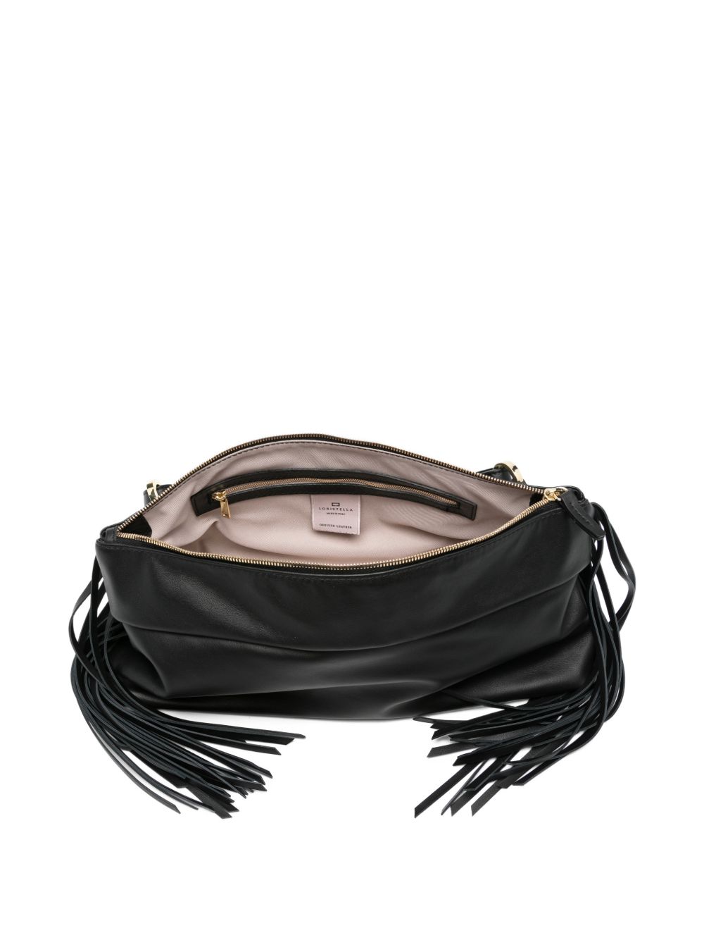 LORISTELLA Borsa a mano nera con frange 