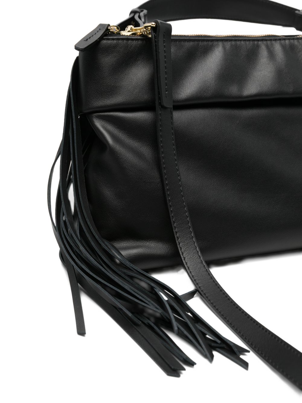 LORISTELLA Borsa a mano nera con frange 