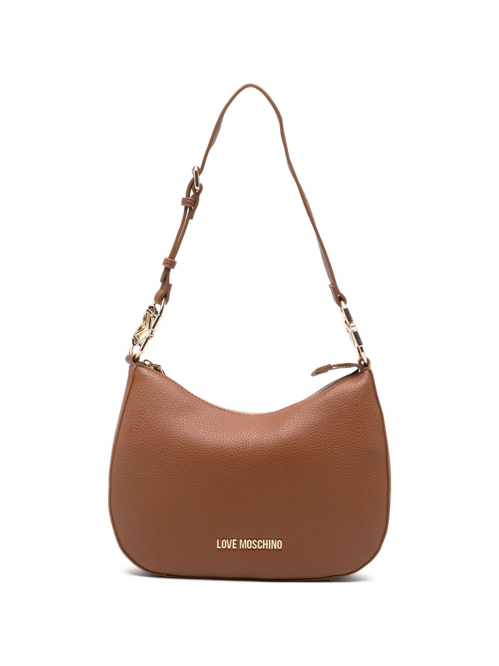 LOVE MOSCHINO Borsa a secchiello marrone con logo dorato 