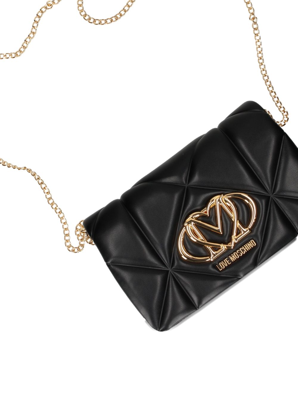 LOVE MOSCHINO Borsa nera trapuntata con placca logo 
