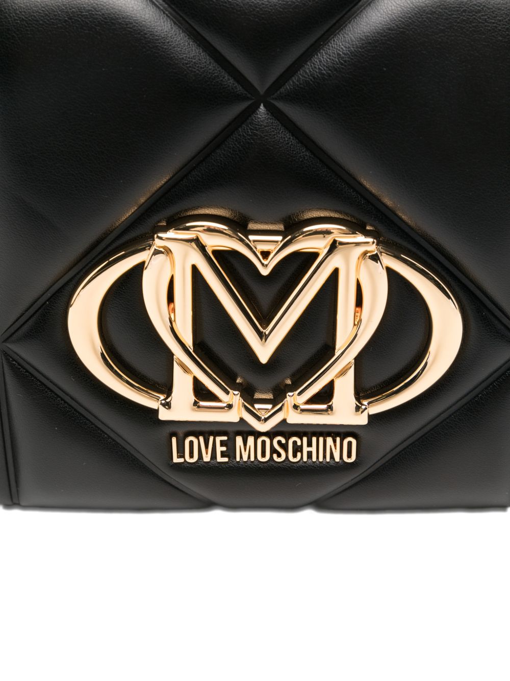 LOVE MOSCHINO Borsa nera trapuntata con placca logo 