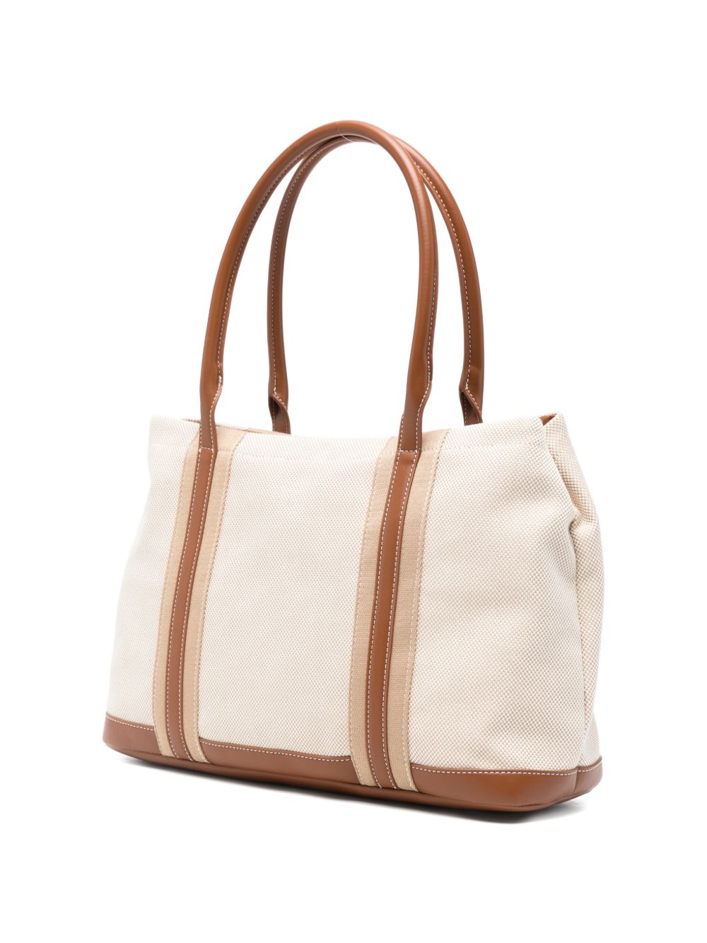 LOVE MOSCHINO Borsa shopping in cotone beige con logo impresso 
