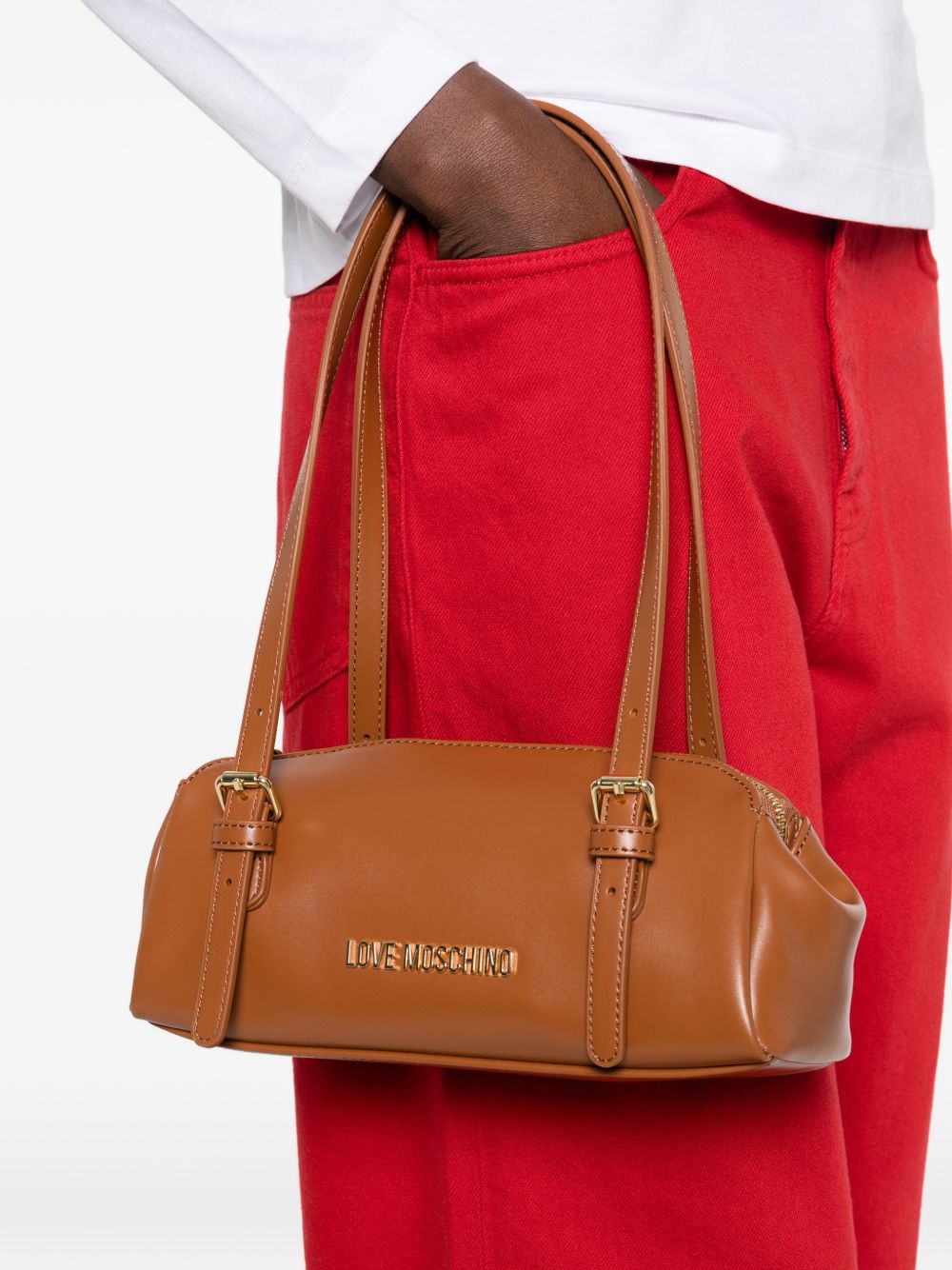 LOVE MOSCHINO Borsa marrone in ecopelle con dettagli dorati 