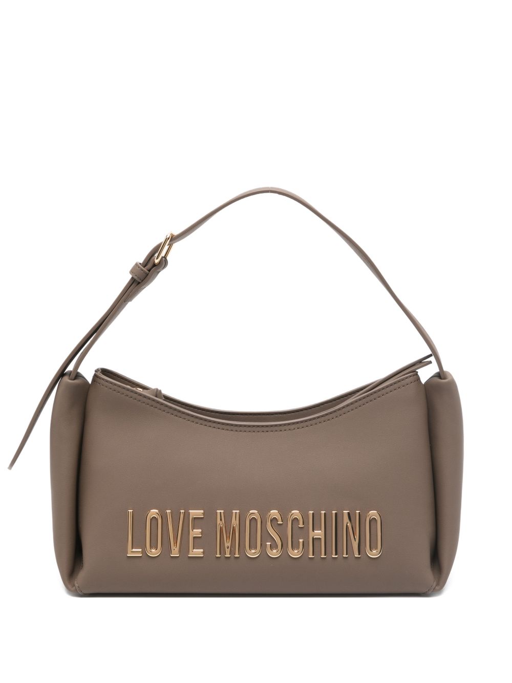 LOVE MOSCHINO Borsa a spalla tortora con logo dorato 