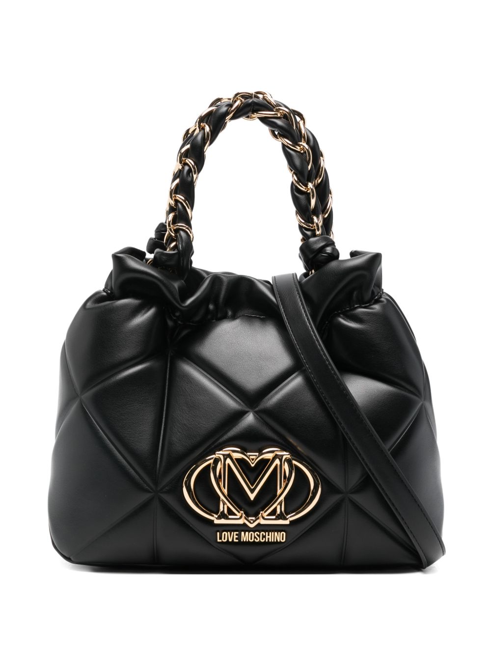 LOVE MOSCHINO Borsa a secchiello nera in ecopelle trapuntata 