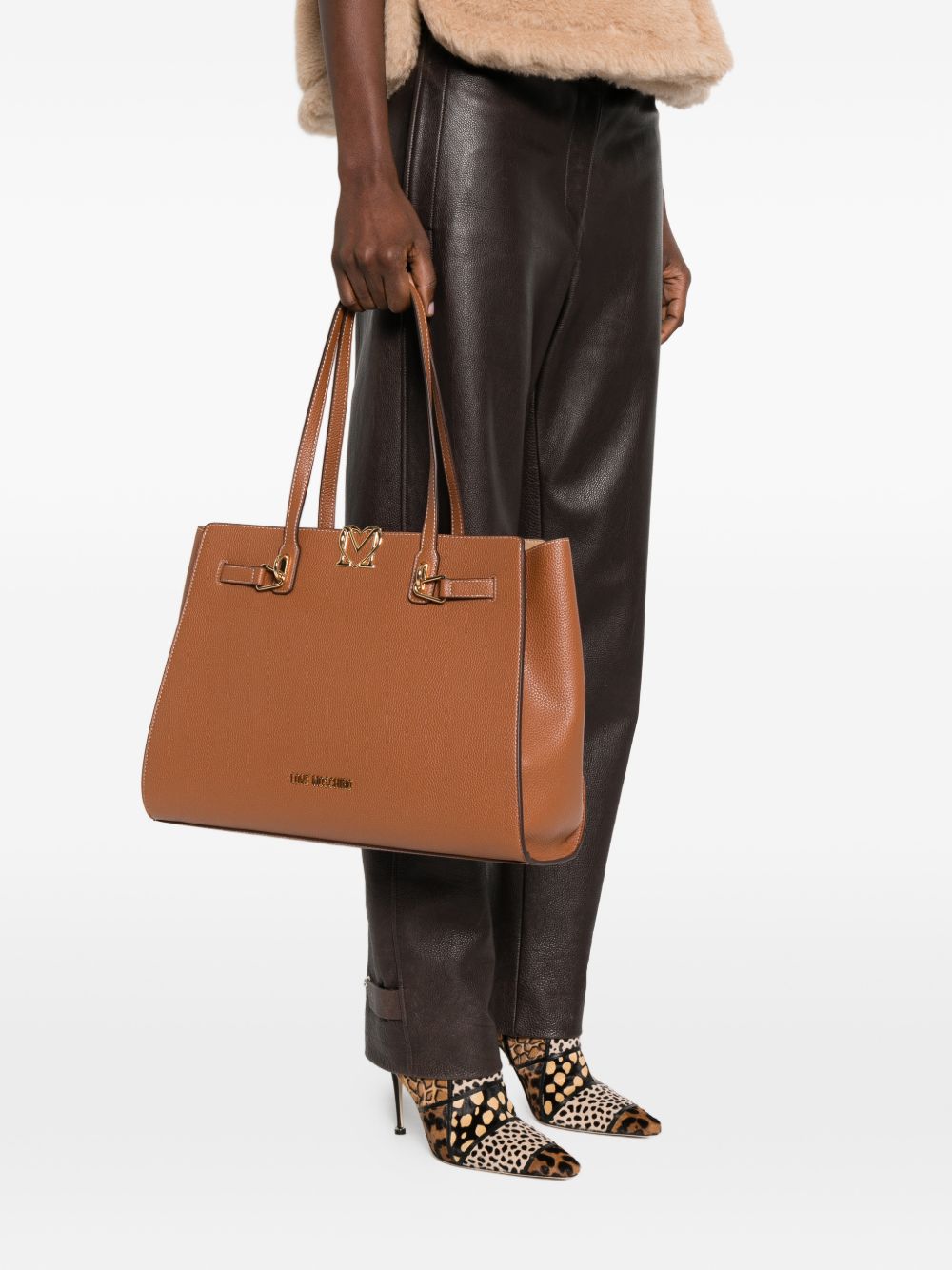 LOVE MOSCHINO Borsa shopping in ecopelle marrone 