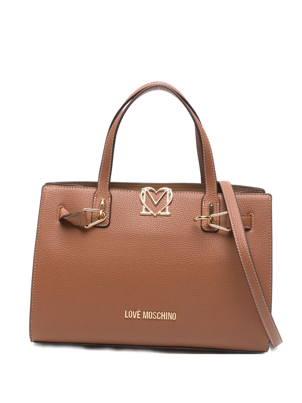 LOVE MOSCHINO Borsa a mano marrone in ecopelle con tracolla 
