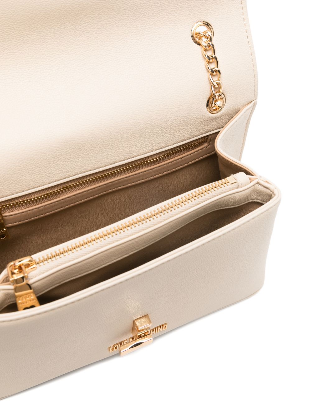 LOVE MOSCHINO Borsa avorio in ecopelle con chiusura a cuore 