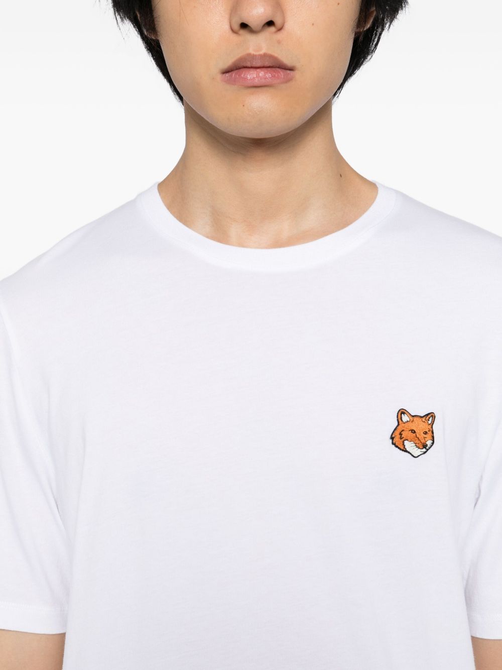 MAISON KITSUNE T-shirt in cotono bianco con logo 