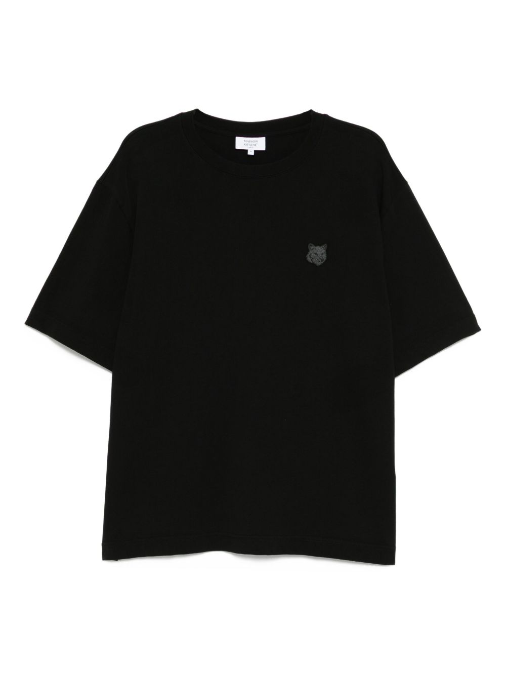 MAISON KITSUNE T-shirt a maniche corte nera in cotone con logo 