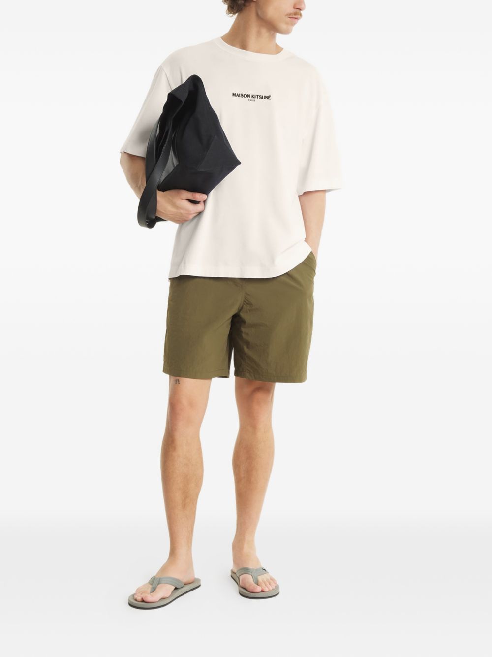 MAISON KITSUNE T-shirt beige con logo 