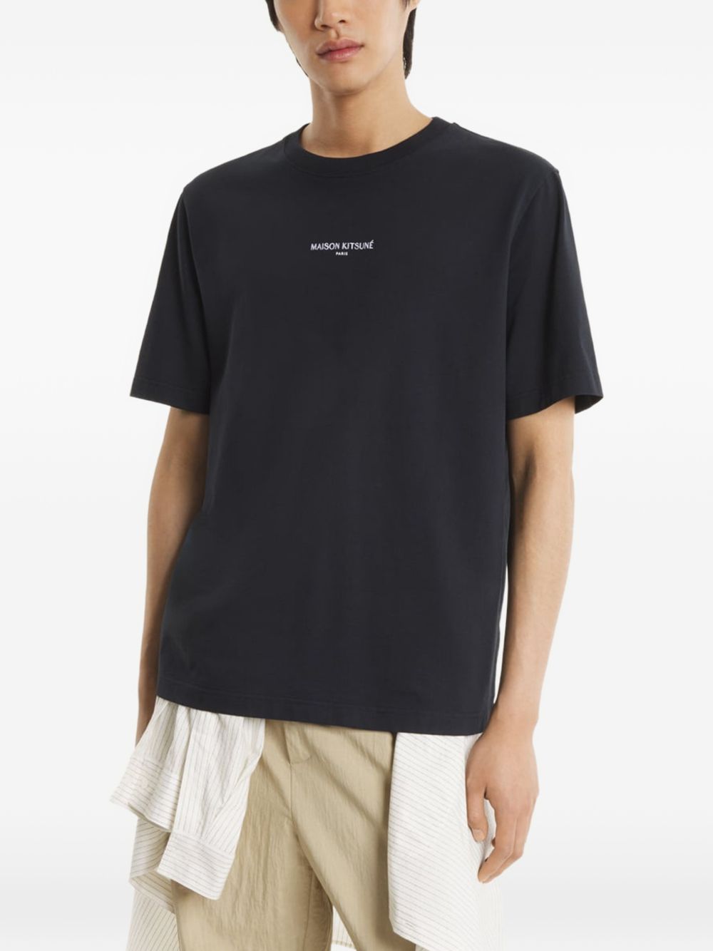 MAISON KITSUNE T-shirt nera con logo 