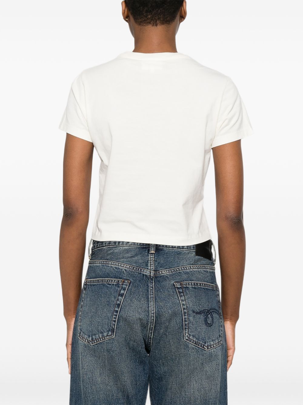 MAISON KITSUNE T-shirt con logo ricamato bianca 