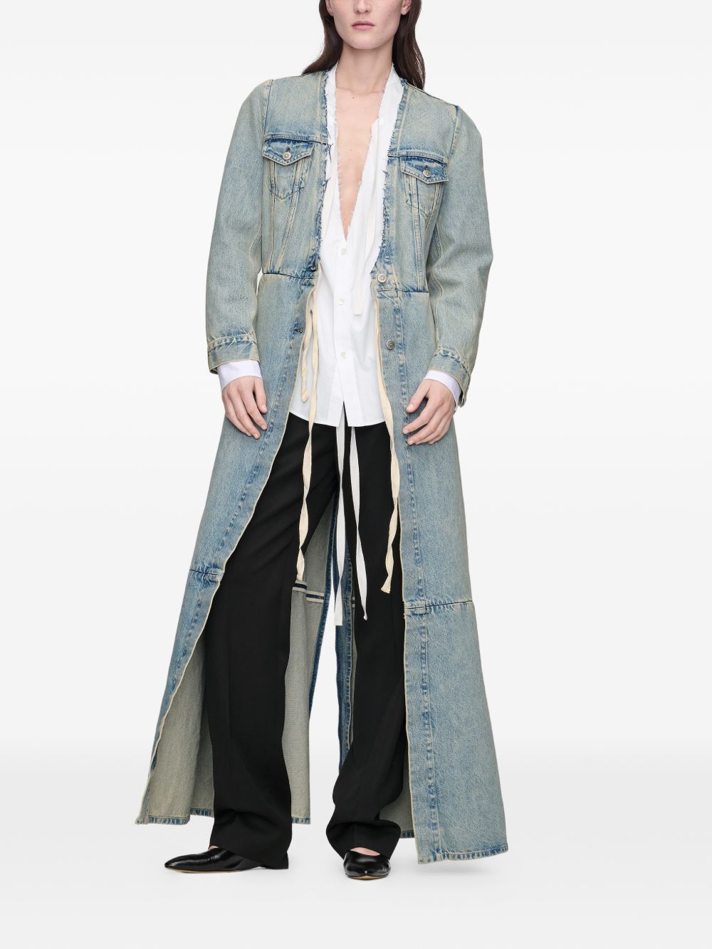 MAISON MARGIELA Camicia bianca con tagli cut e scollo a V 