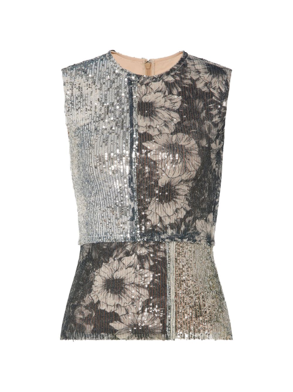 MAISON MARGIELA Top grigio multicolor con dettagli argentati 