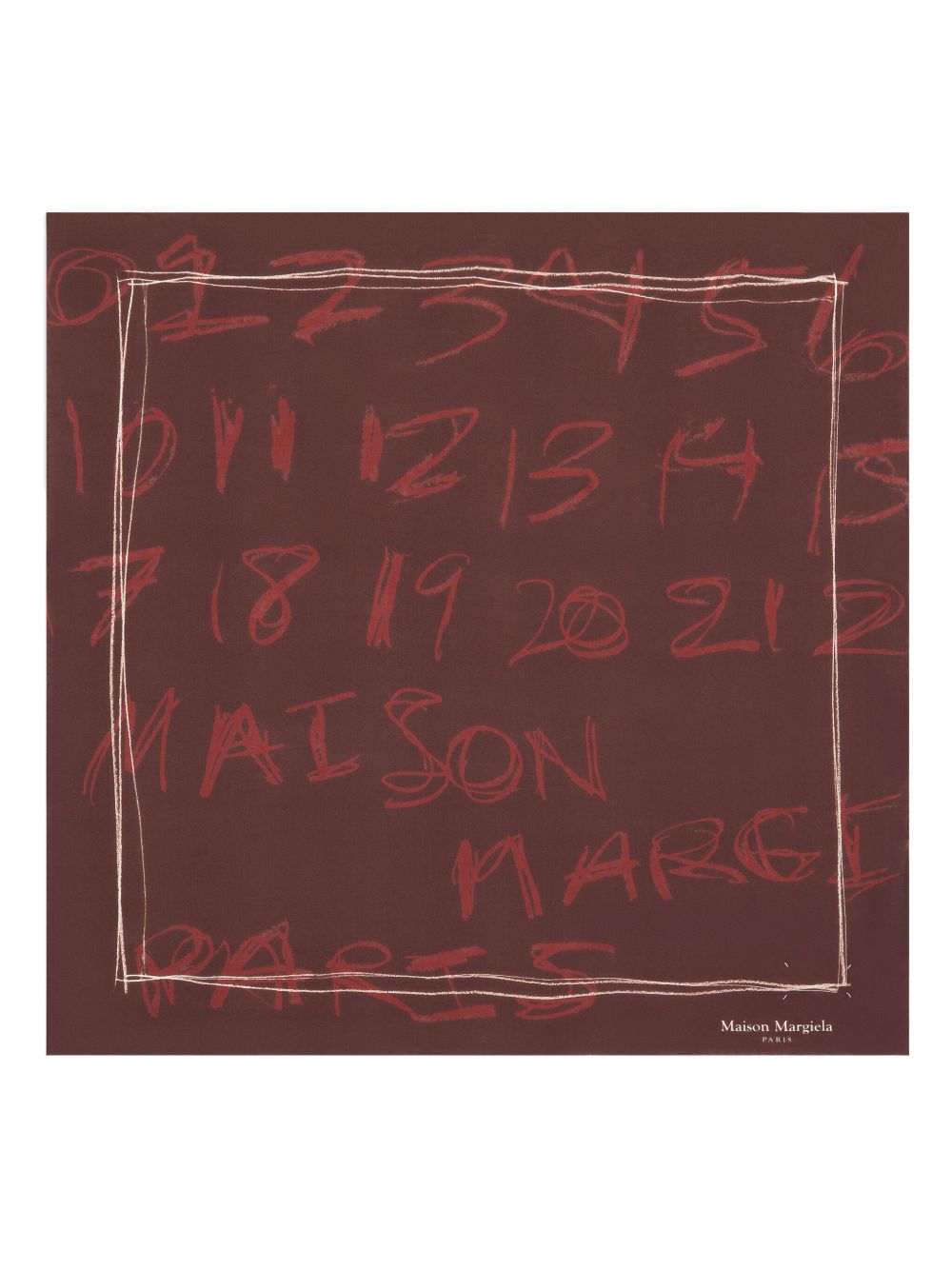 MAISON MARGIELA Foulard quadrato in seta marrone 