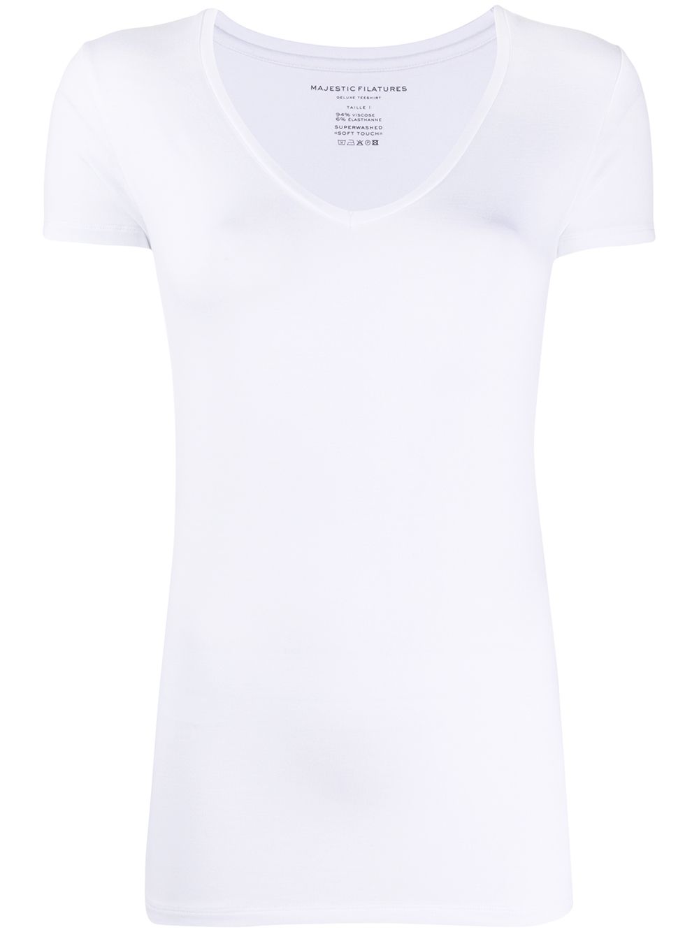 MAJESTIC FILATURES T-shirt a maniche corte con scollo a V bianco 