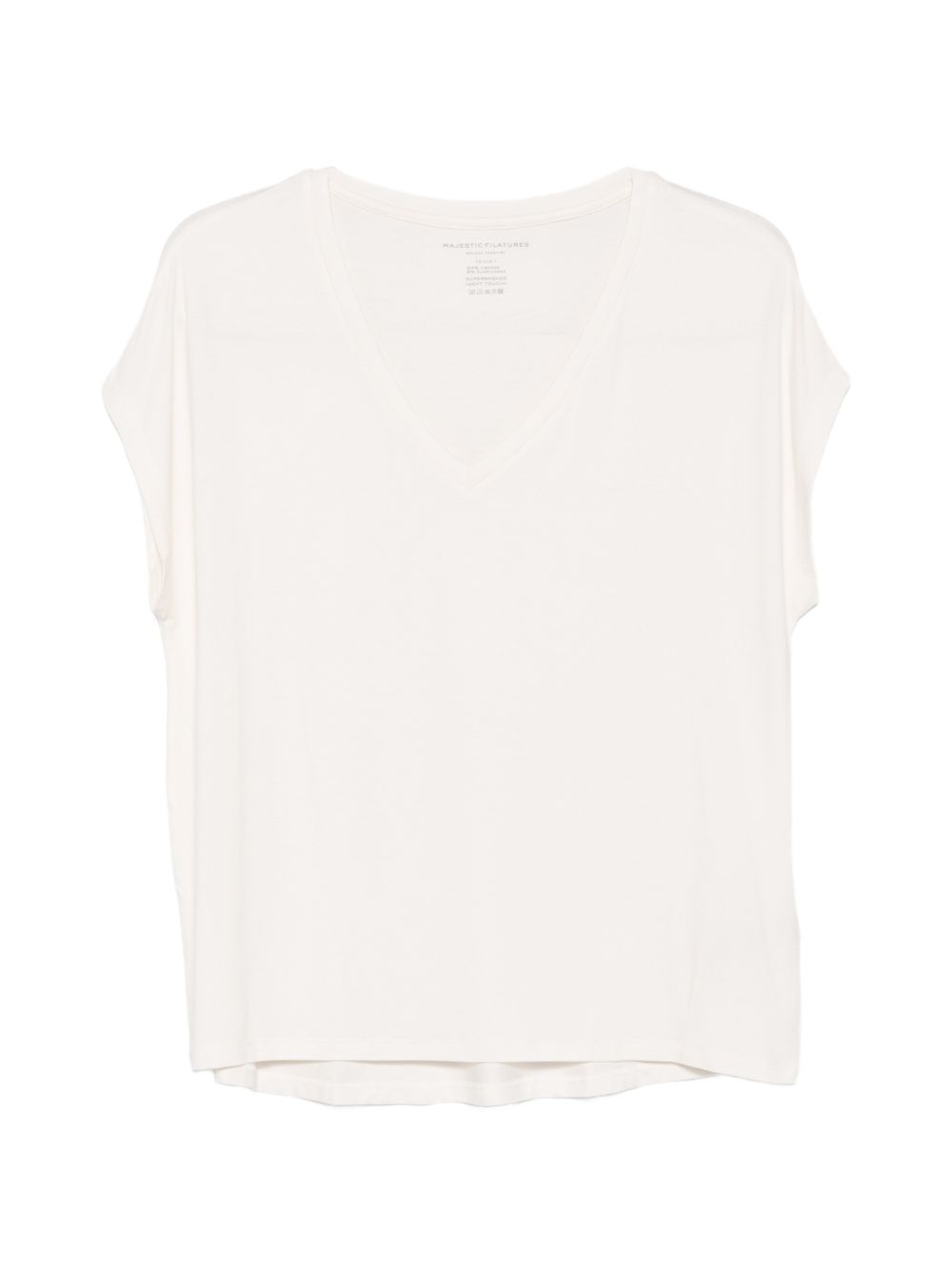 MAJESTIC FILATURES T-shirt morbida con scollo a V crema 