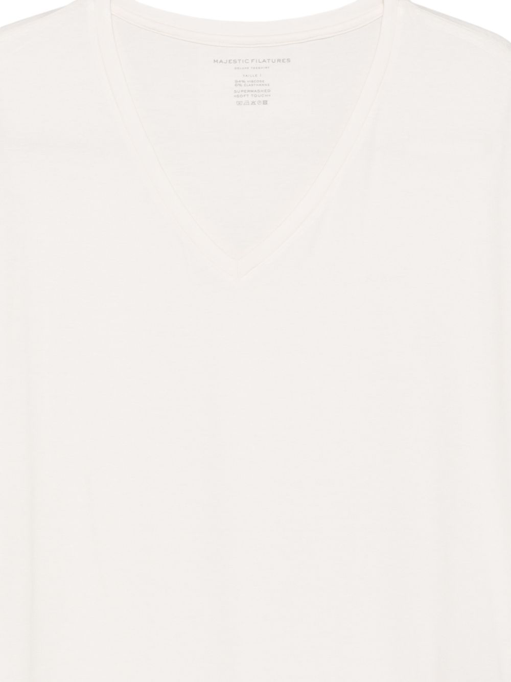 MAJESTIC FILATURES T-shirt morbida con scollo a V crema 