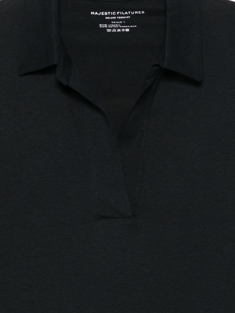 MAJESTIC FILATURES Polo corta blu a maniche corte 