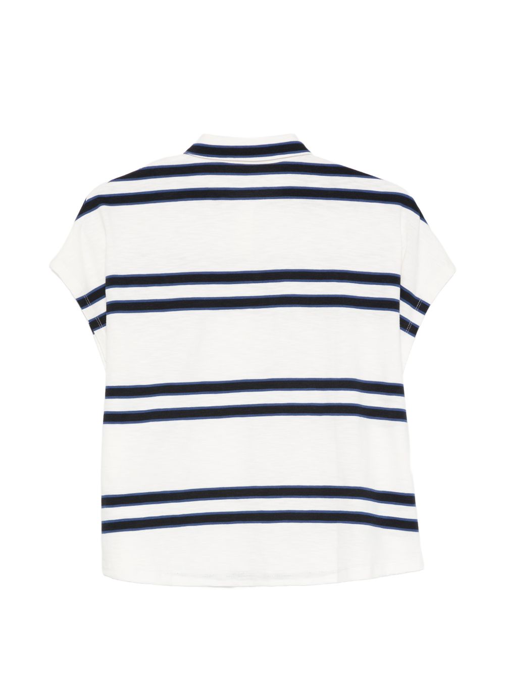 MAJESTIC FILATURES Polo corta bianca a righe blu a maniche corte 
