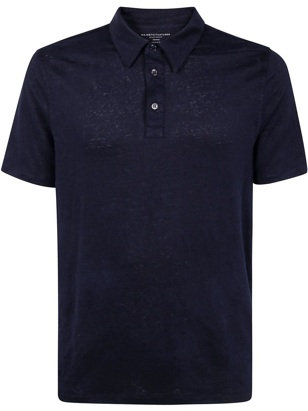MAJESTIC FILATURES Polo in lino elasticizzato blu 