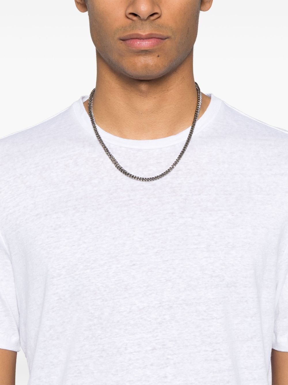 MAJESTIC FILATURES T-shirt a  maniche corte in lino elasticizzato bianco 