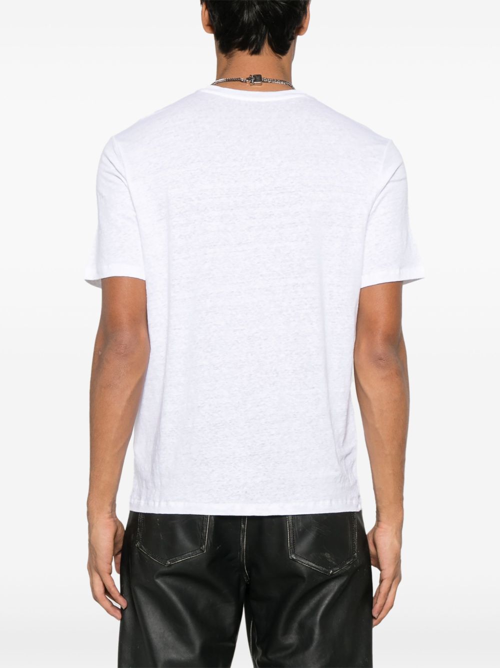 MAJESTIC FILATURES T-shirt a  maniche corte in lino elasticizzato bianco 