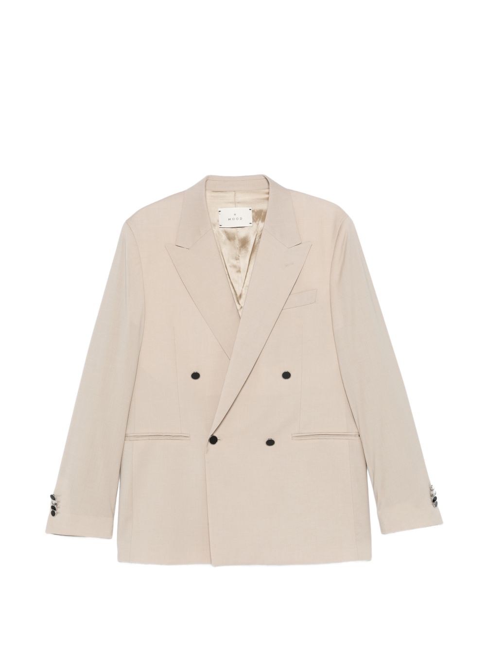 MANUEL RITZ Blazer doppiopetto in lana elasticizzata beige con bottoni a contrasto 