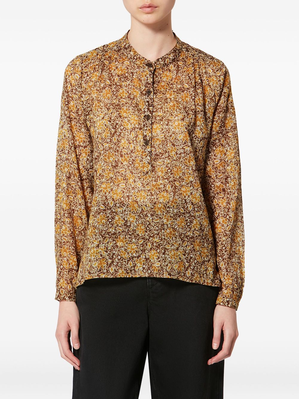 MARANT ETOILE Camicia verde in cotone con stampa floreale 