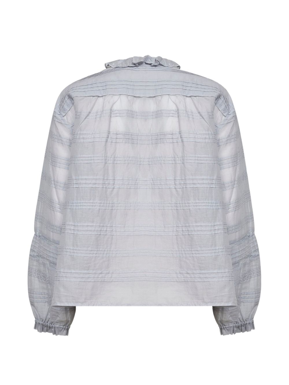MARANT ETOILE Camicia blu in cotone con inserti in pizzo floreale 