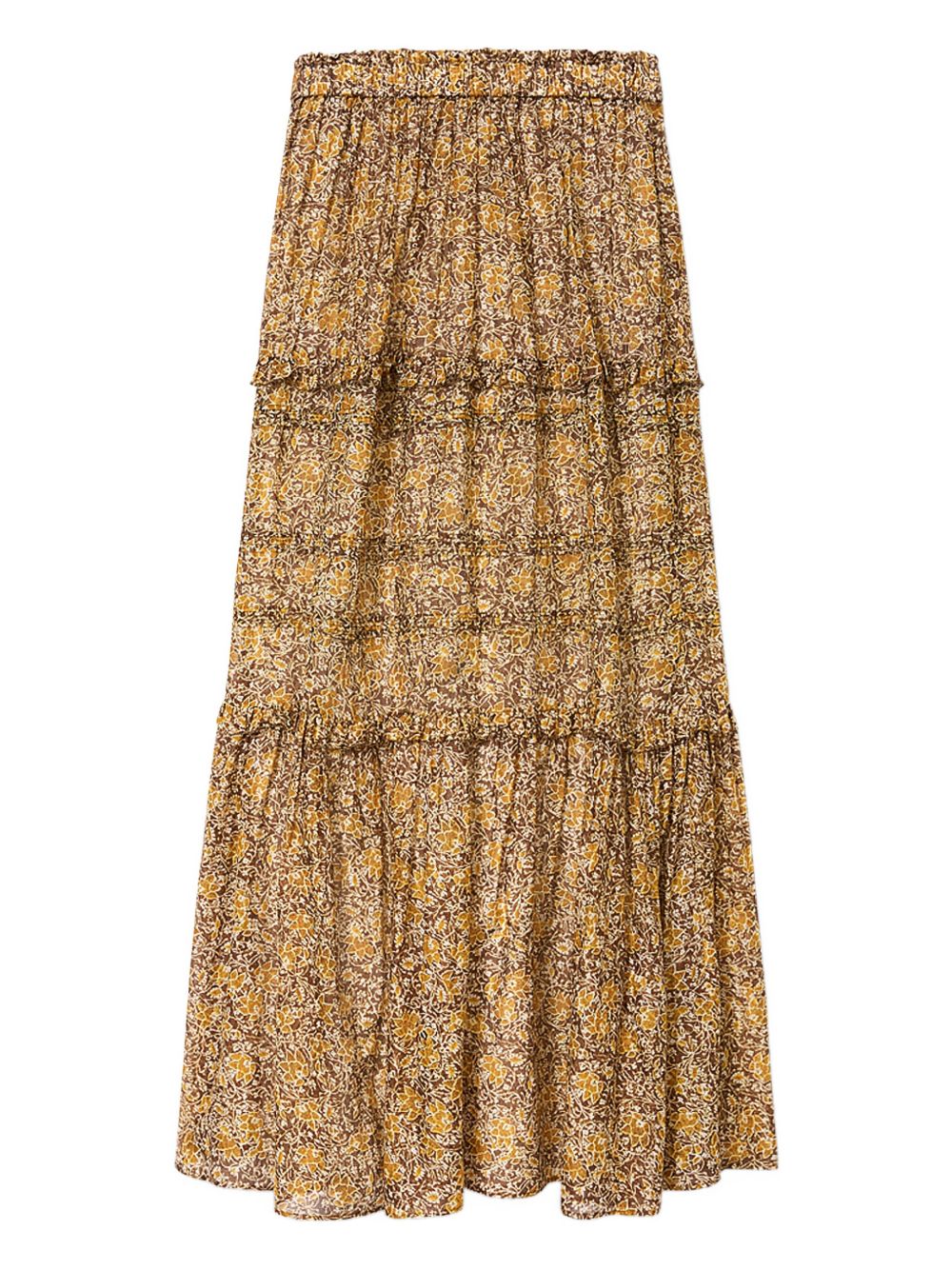 MARANT ETOILE Gonna lunga giallo senape in cotone con stampa floreale 