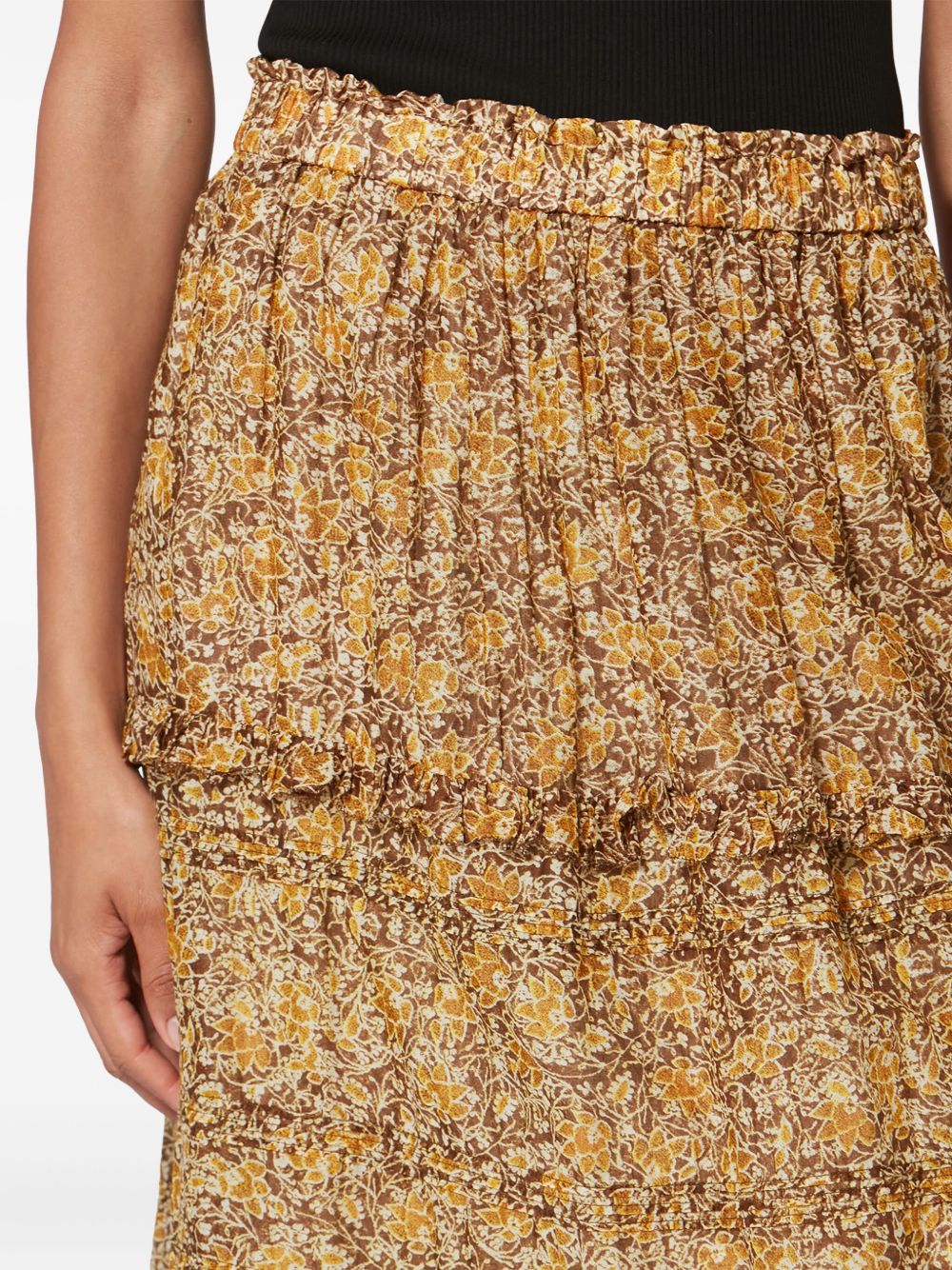 MARANT ETOILE Gonna lunga giallo senape in cotone con stampa floreale 