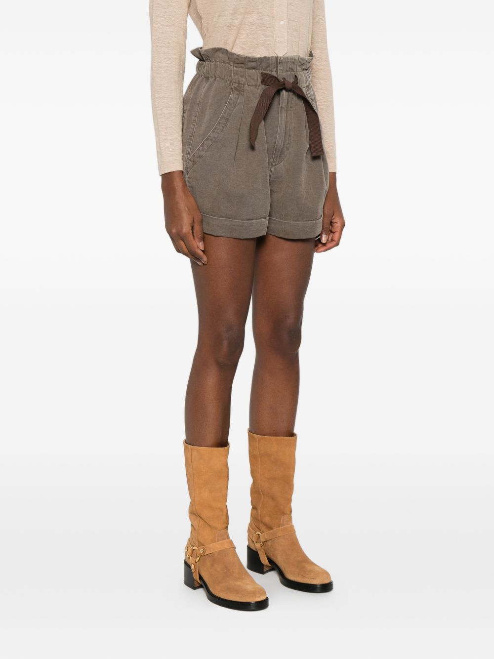 MARANT ETOILE Shorts marroni a palloncino con coulisse in vita 